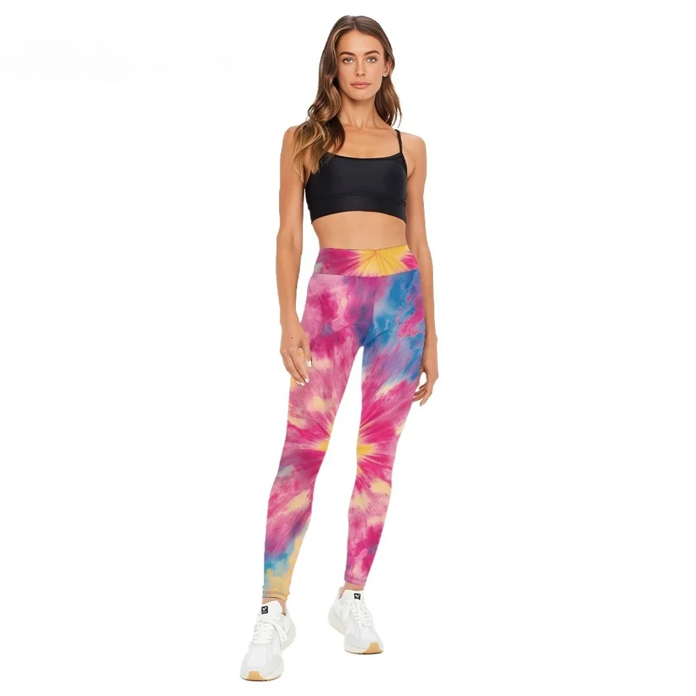 

High Waist Yoga Pants Colorful ​​Psychedelic Sunburst Printed Naked Feel Leggings Slimming Workout Tights Trendy Fitness Bottoms