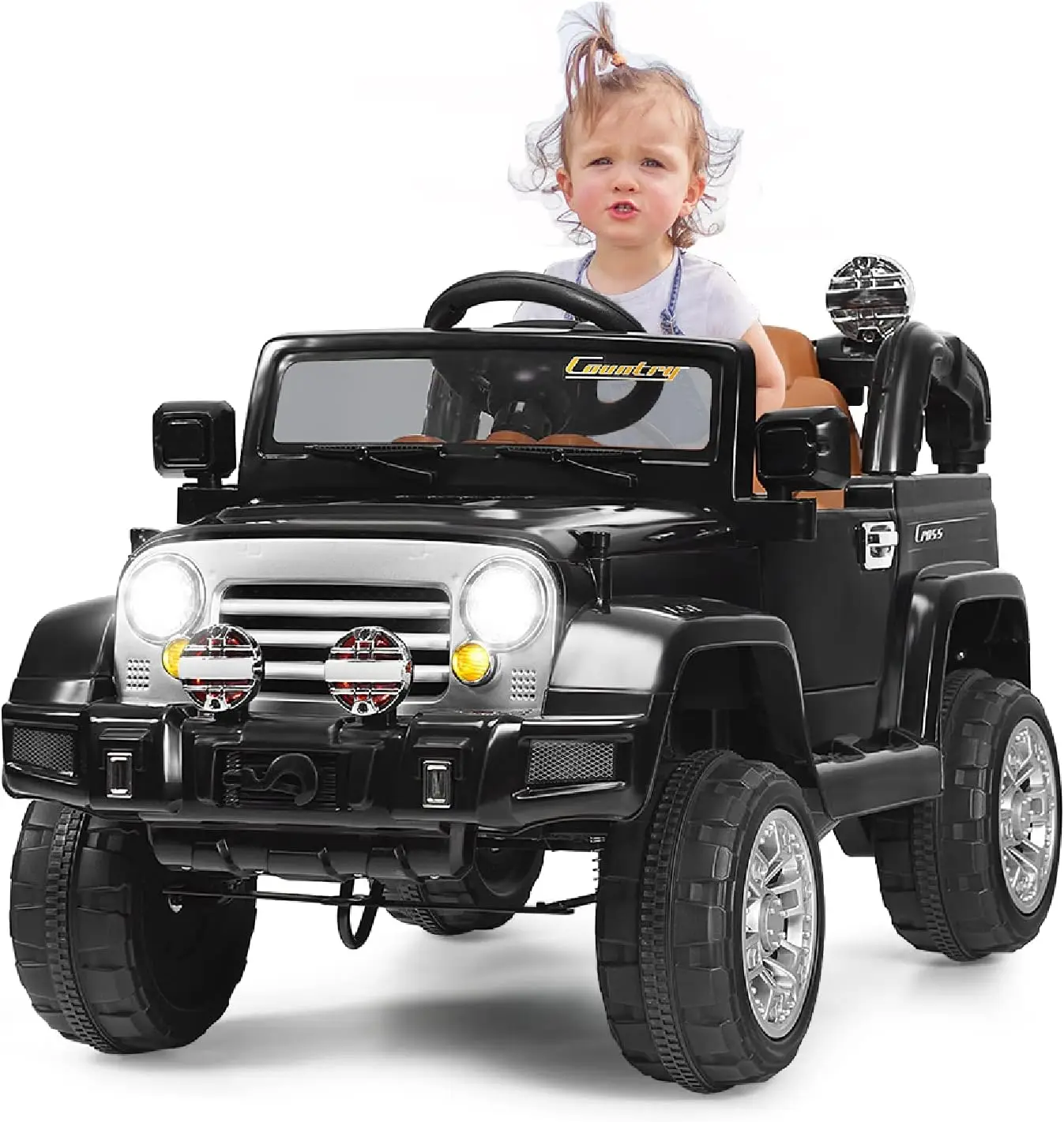 

Ride On Truck, 12V Battery Powered Electric Vehicle with Remote Control, MP3, Music, Horn, LED Lights, Spring Suspension, Open D