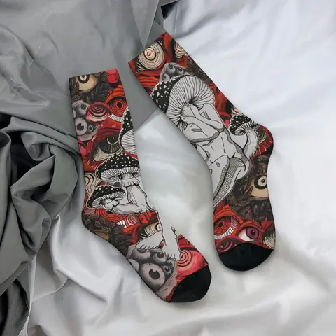 Psychedelic Mushroom Socks Comfortable Elasticity Everyday Men's Socks Sports Hiking Party Trendy Street Compression Socks