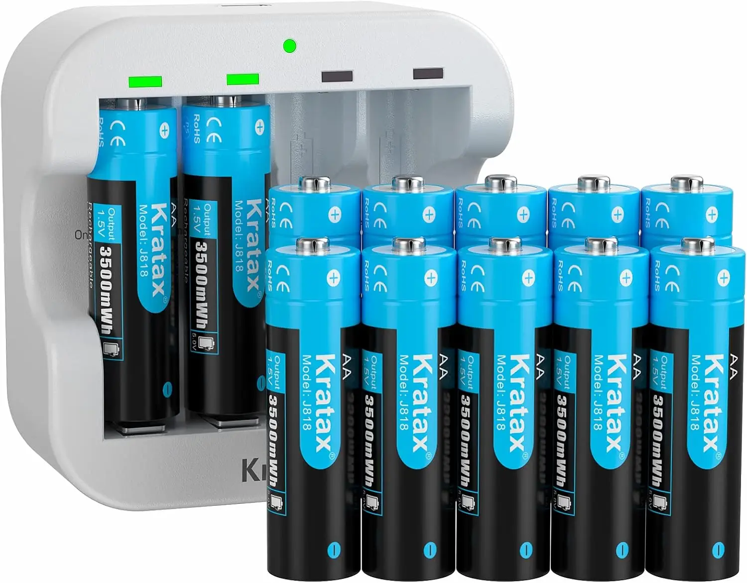 

Rechargeable AA Lithium Batteries 12Pack 3500mWh Double A 1.5v rechargeabel Lithium-ion Batteries with 2h Fast Charger,Constant