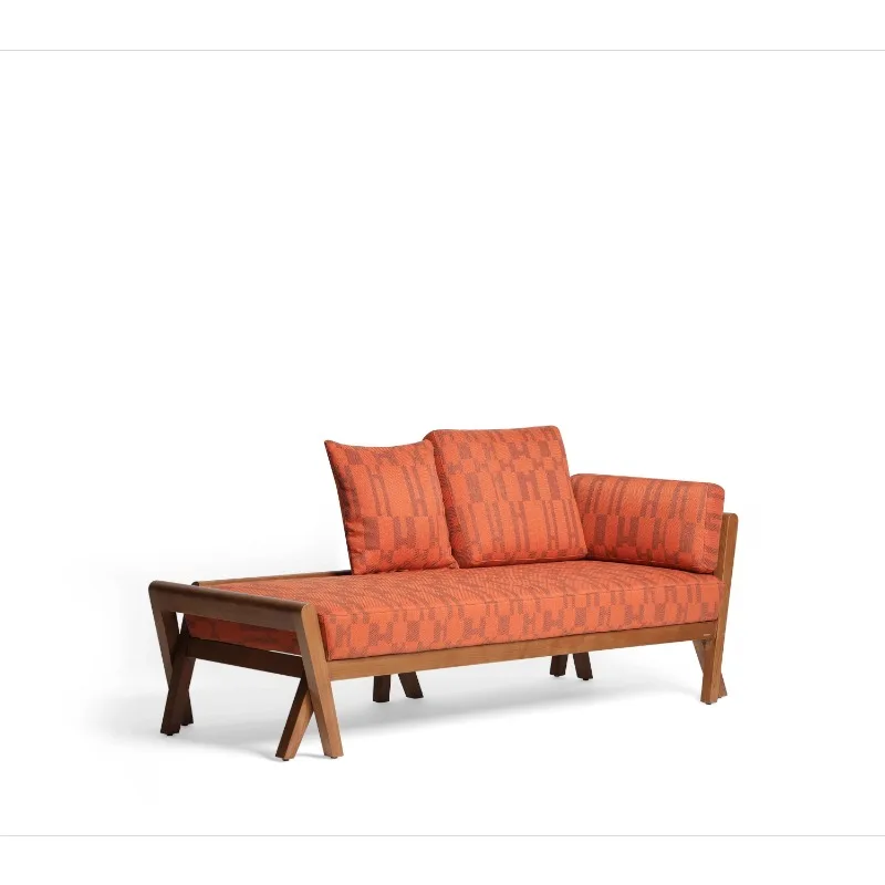 

Sofa bed dual-purpose lazy recliner solid wood fabric bench