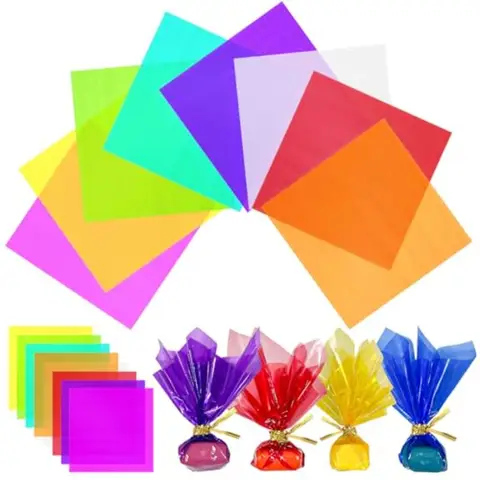 120 pezzi di fogli di cellophane colorati avvolgenti di cellophane di carta di cellophane facilmente modellabili per artigianato fai da te toni natalizi piccoli confezioni di regali