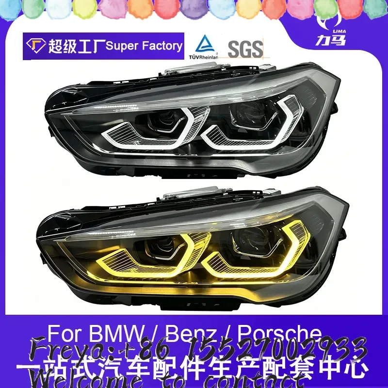 Suitable for 16-19 X1 headlight assembly F49 spoon model yellow and white two-color LED daytime running light turn signal