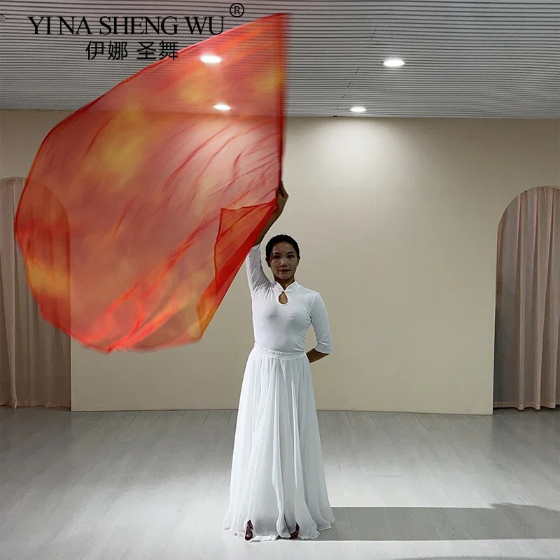 Drapeau demi-rond de danse du ventre 140x140cm, ailes de drapeau en mousseline de soie, accessoires de Performance avec bâtons, accessoires de danse pour femmes