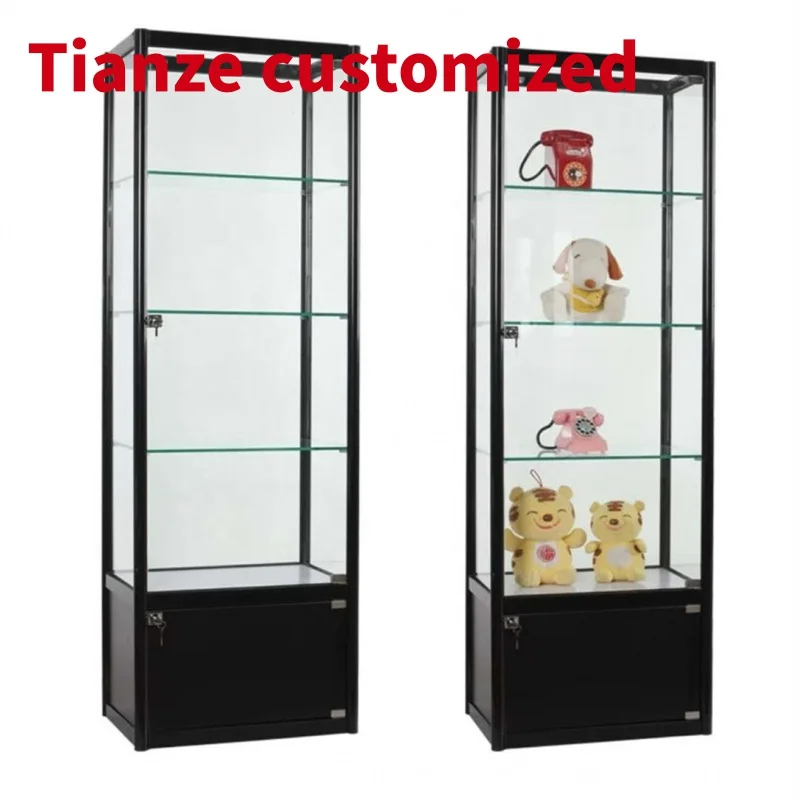 Vitrine en bois à la mode avec lumière LED, vitrine en verre, vitrine au sol, magasin, personnalisé