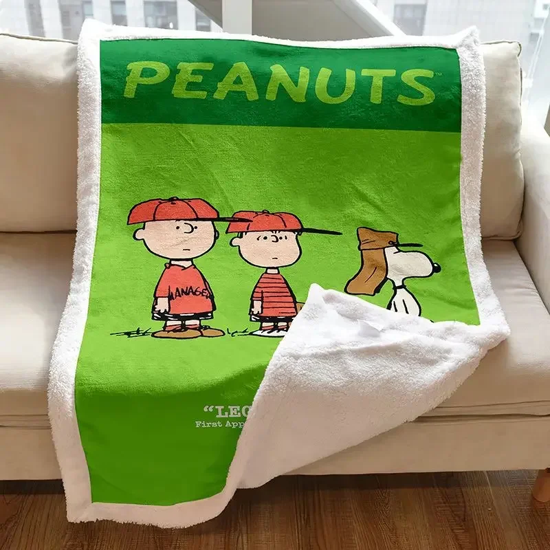 Charlie Brown Lucy Linus Snoopy cute cartoon pattern digital printing thickened warm and comfortable blanket for men and women