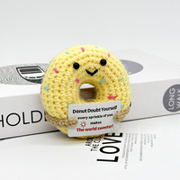 Positive Energy Doughnut Hug Pocket Mini Handmade Knitting Doughnut Doll With Card Funny Christams Gift Home Room Decoration