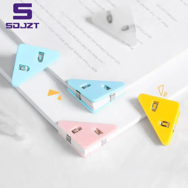 Transparente Color Angle Clips Set, Page Holder, braçadeira de índice para Aproximadamente 40 Folhas de Papelaria, Escritório e Escola, Triângulo, 1PC