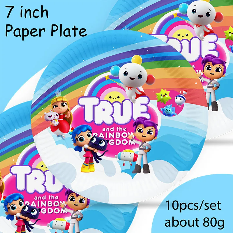 True Rainbow Kingdom Kids Girls Birthday Party Decoration Set Paper Cup Plate Banner Hat Gift Bag Baby Shower Party Supplies