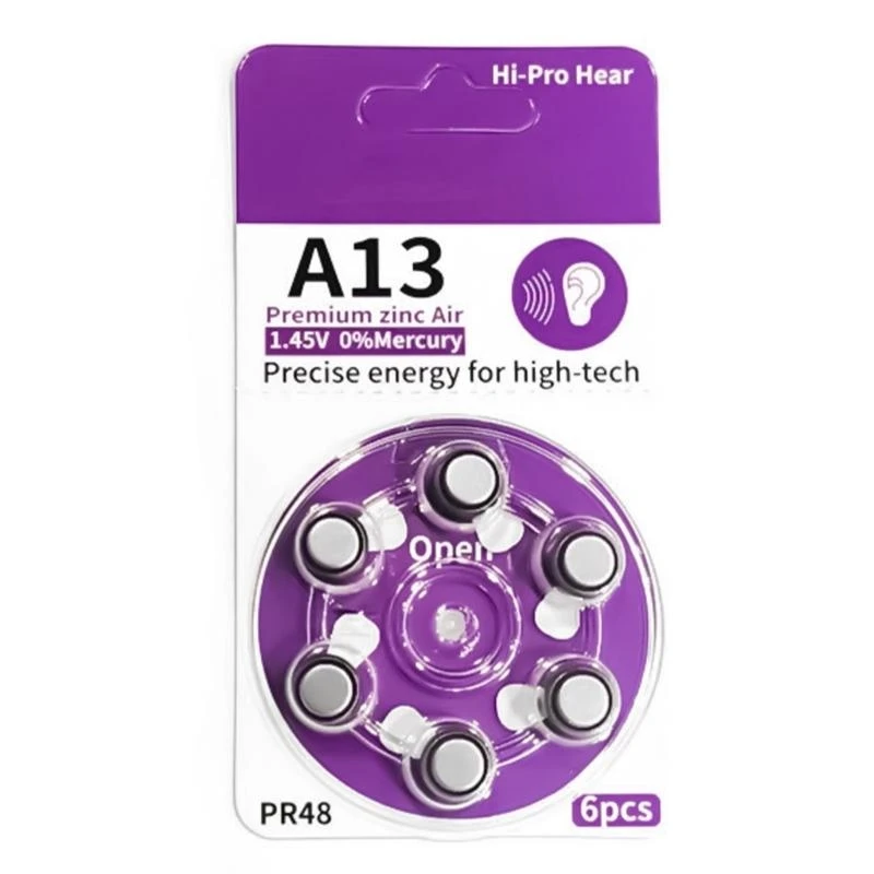  A13 Zinc Air Batteries Compactly Button Battery For Assistive Listening Device