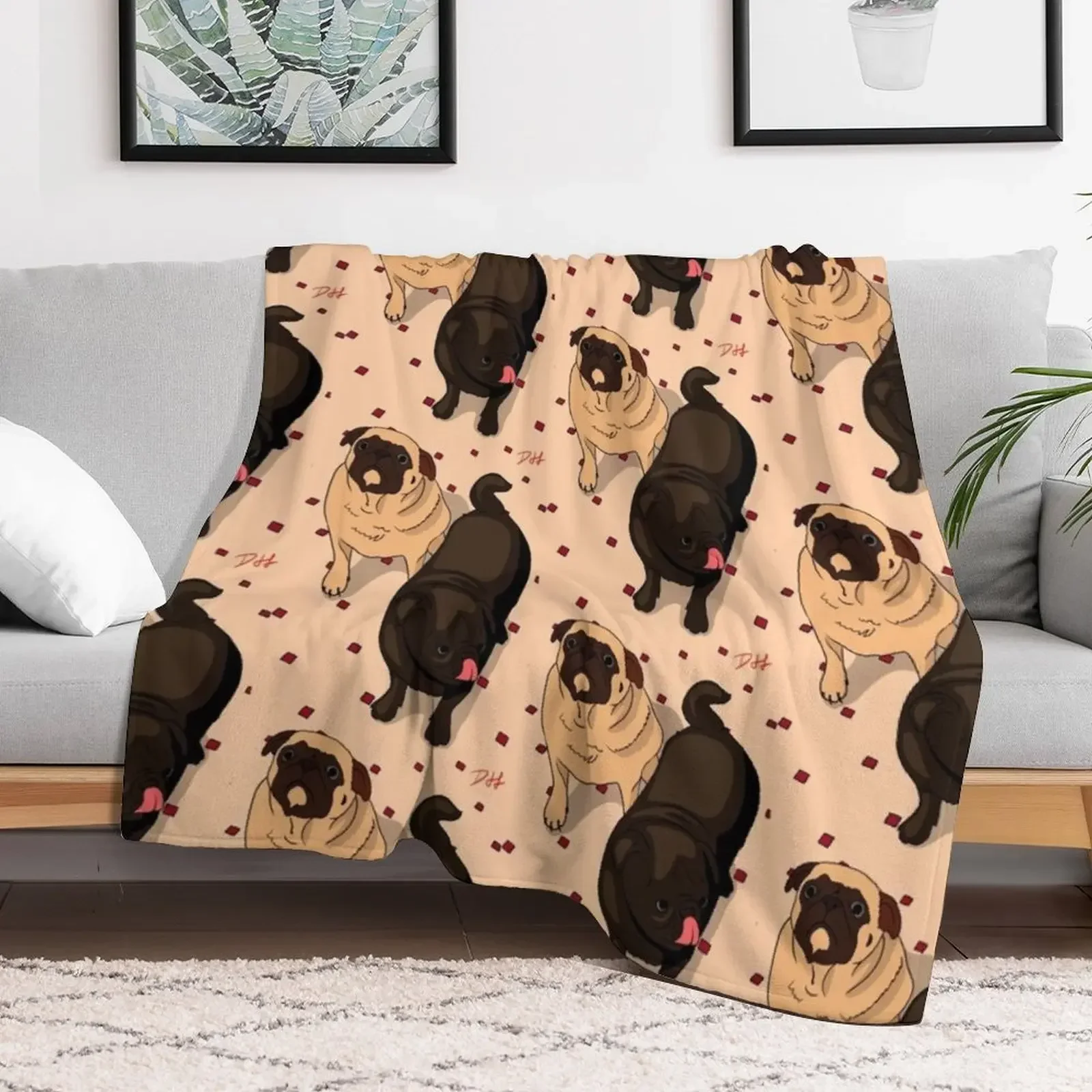 Pug Time Throw Deken Losse Vintage Dekens