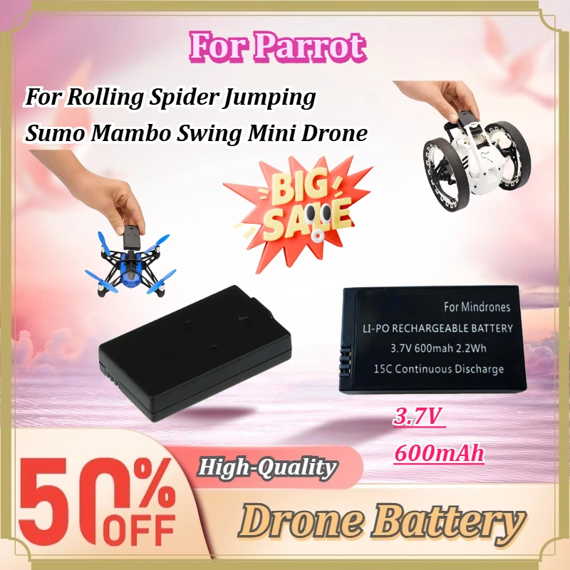 For Parrot Rolling Spider Jumping Sumo Mambo Swing Mini Drone 3.7V 600mAh Rechargeable Battery Quadcopter Spare Replacement Pack