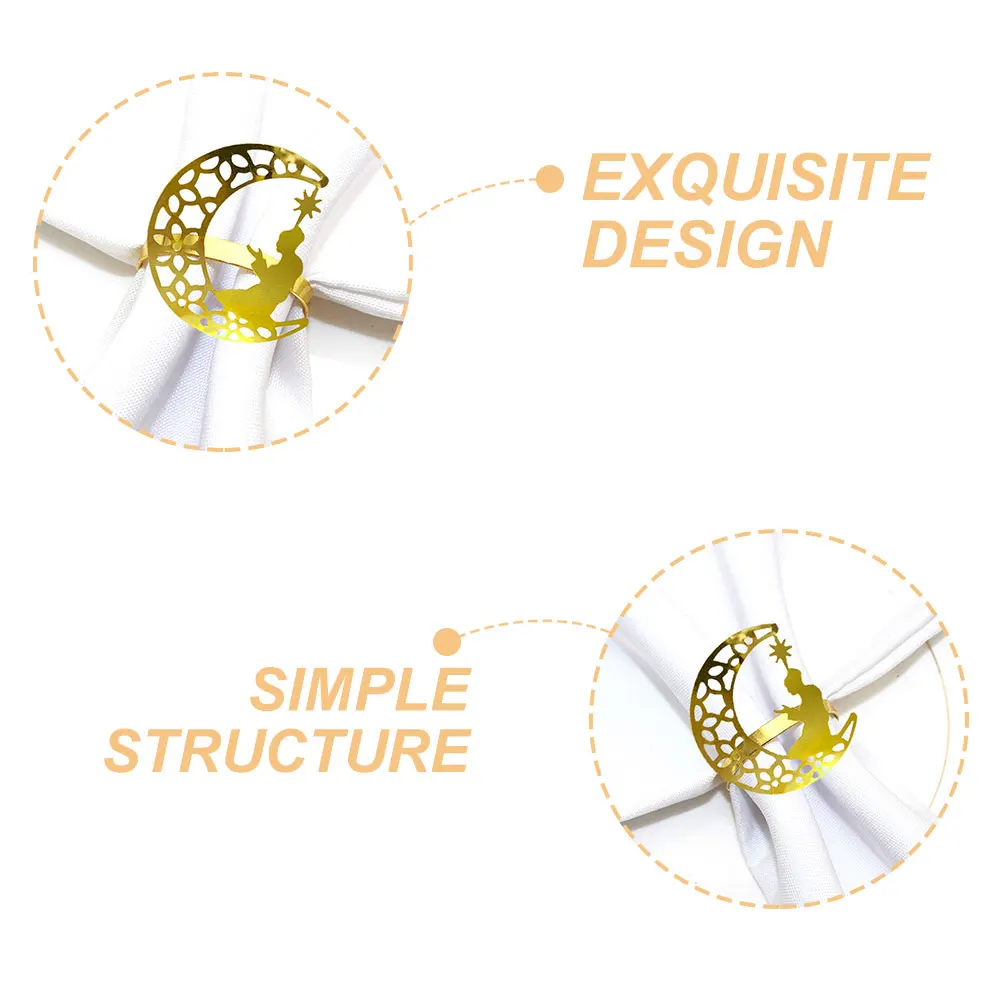

6pcs Metal Napkin Rings Elegant Decorative Holders Ramadan Wedding Party Supplies Bulk Table Decor Serviette Banquet Napkin Ring