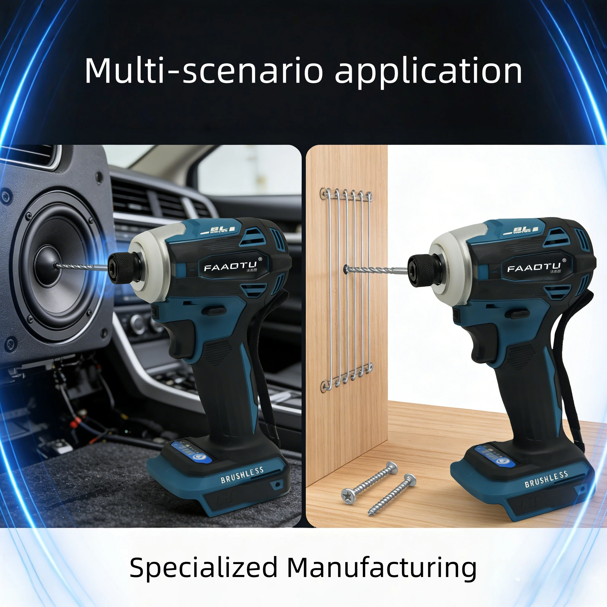 FAAOTU DTD172 Cordless Impact Driver 18V Electric Drill for Wood Bolt  Power Tools Compatible with MT batteries(NO battery）