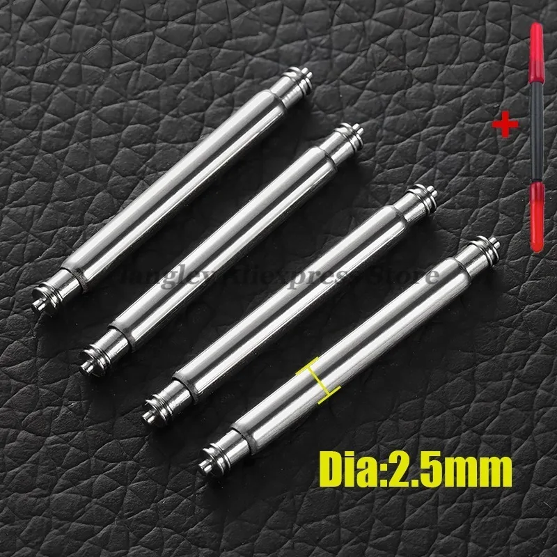 Barras de mola para relógio, pinos de ligação de diâmetro 2.5mm para seiko skx007 skx009 20mm 22mm, pulseira de relógio, haste de mola de aço inoxidável, 10 peças/20 peças