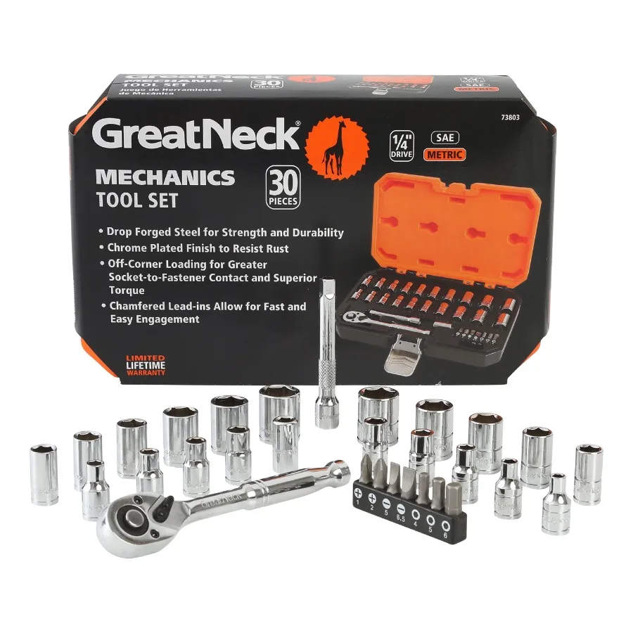 

Mechanic's Tool Set 30 Pieces for Routine Auto Maintenance Includes Wrenches Screwdrivers Socket Sets and Storage Case Ideal fo