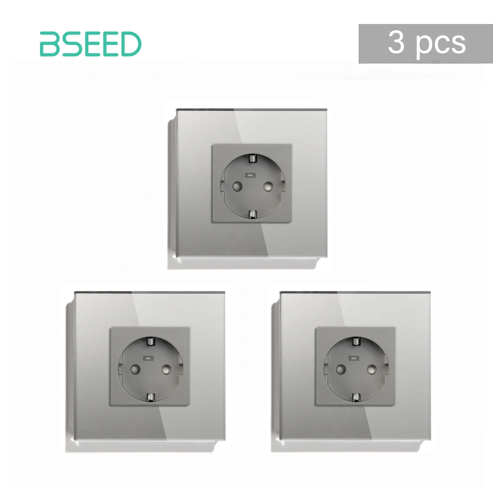 BSEED Wandcontactdoos Glazen frame 16A Enkel stopcontact EU-norm voor thuiskantoor Slaapkamer Stopcontact
