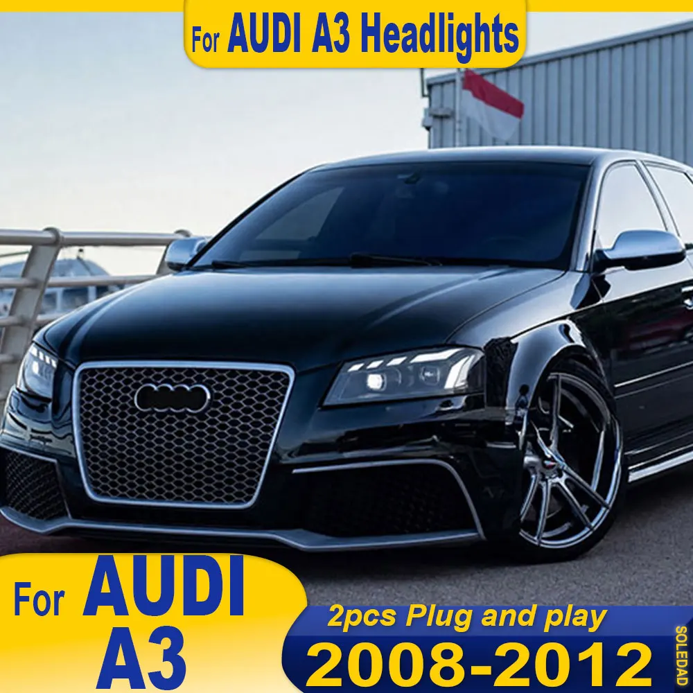 

Car headlights For AUDI A3 2008-2012 Upgrade LED Projector Lens Headlights Assembly Plug and Play Dynamic Streamer Turn Light