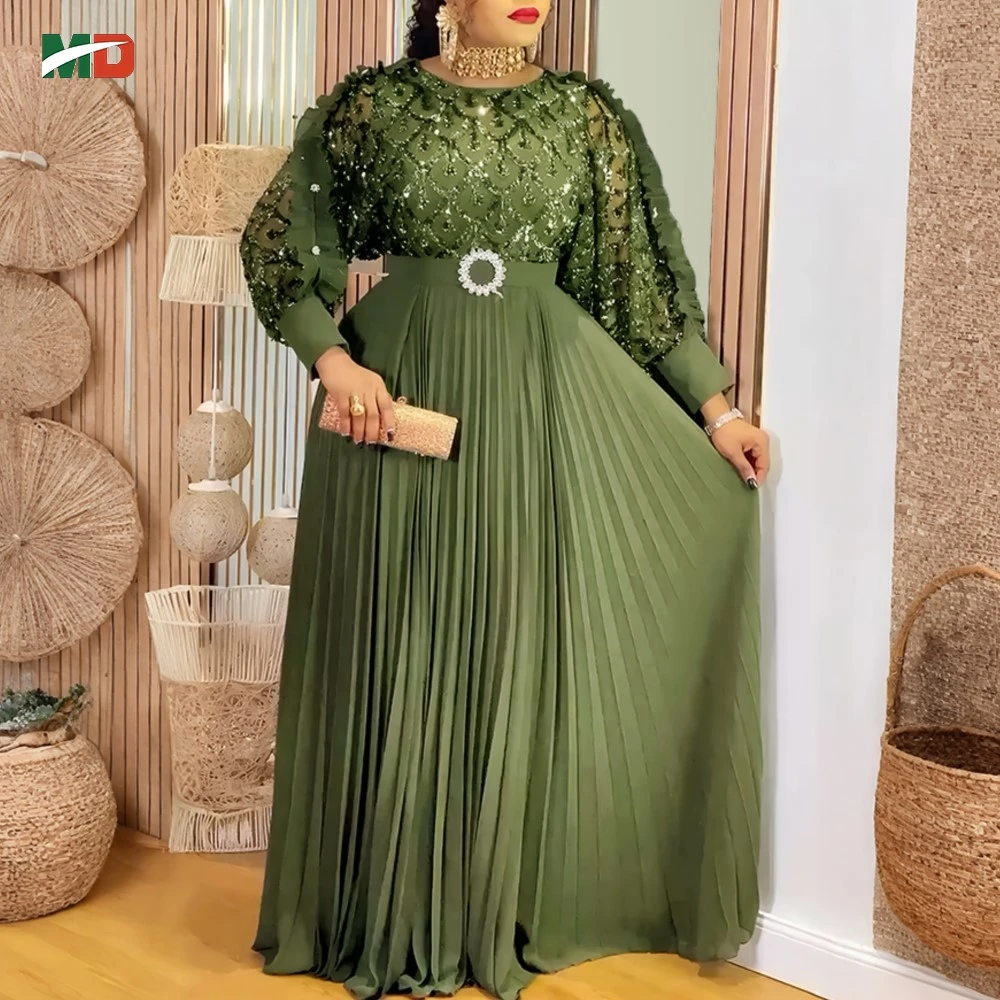 

MD 2025 Christmas Fashion African Party Dresses For Women Dubai Ankara Wedding Evening Gown Plus Size Elegant Turkey Maxi Dress