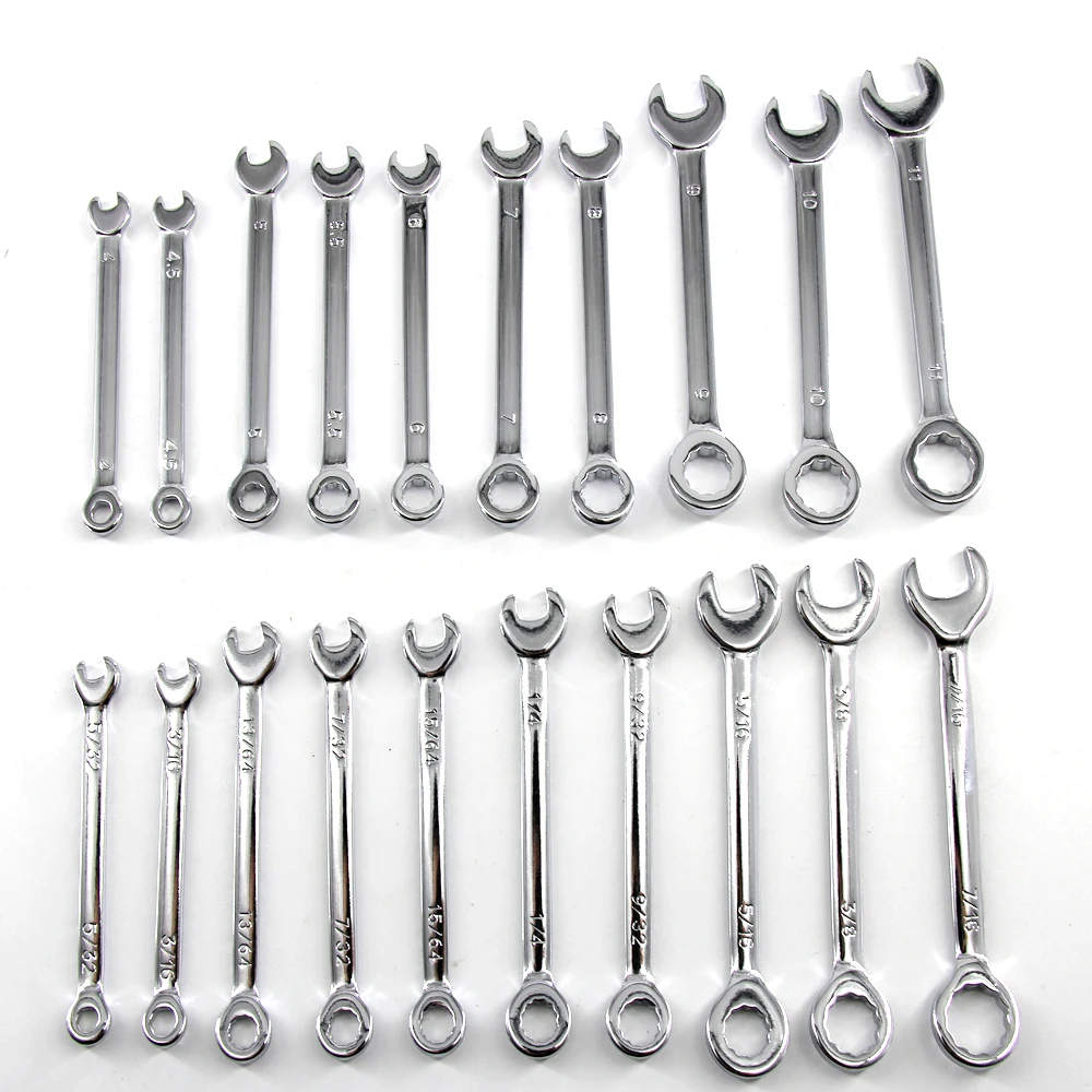 10piece set of metric and British mini open end dual-purpose wrenches plum blossom open end dual-purpose wrench set tools 4-11cm