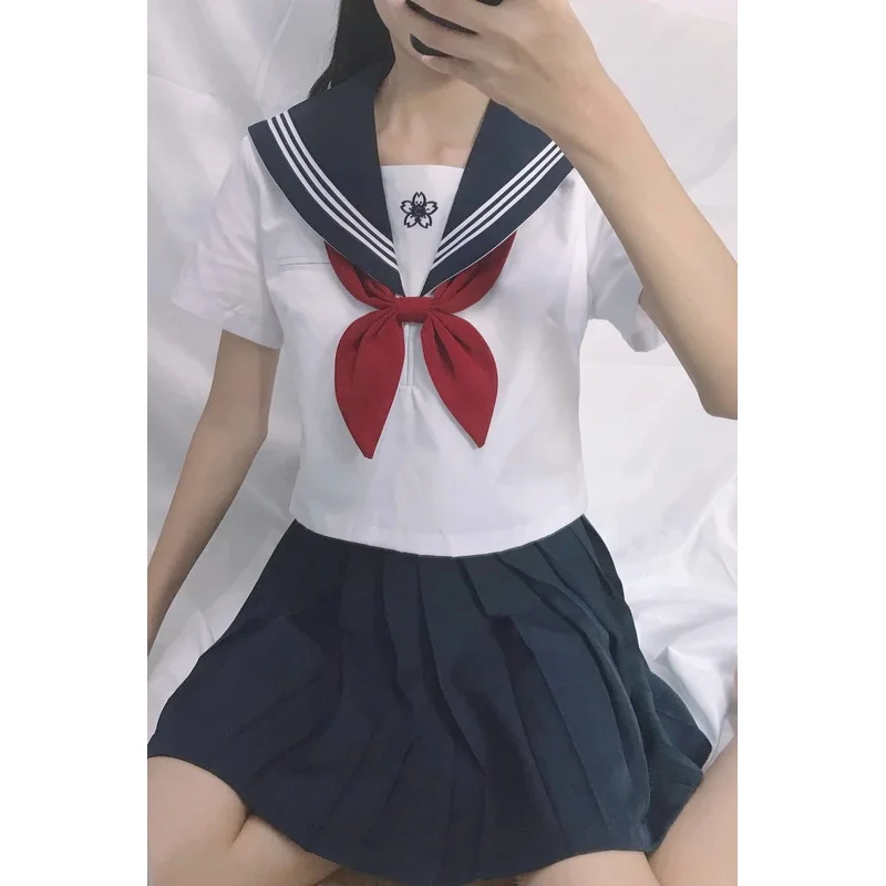 

COSda@New Japan JK Sets School Girls Sakura Embroideried High Women Kansai Tie Sailor Suits Uniform
