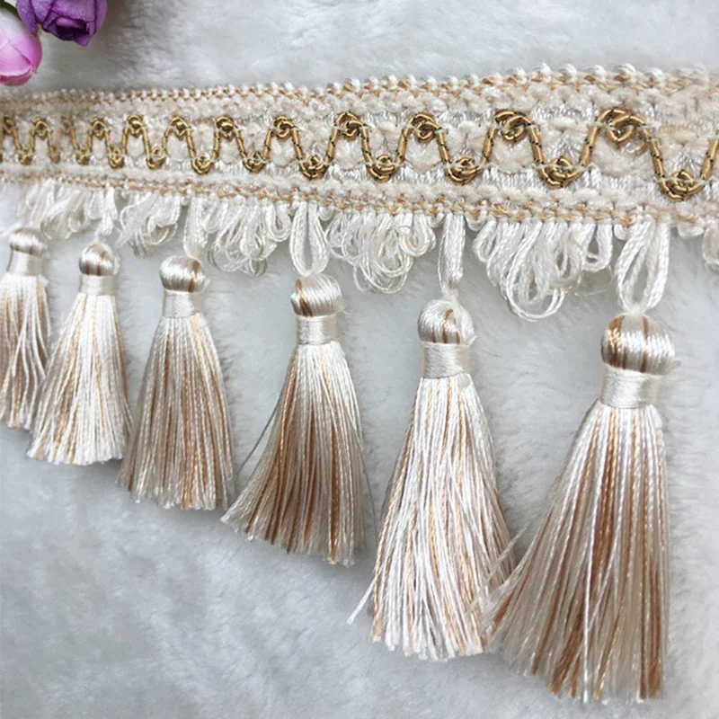 1m Long Sewing Tassel Fringe Lace DIY Fabric for Home Accessories Trim Curtain Thread Decorative Webbing Tassle Cotton Fringes