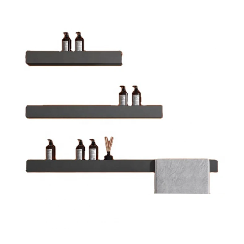 Duxini Wall-mounted Metal Black Bathroom Accessories Shelf Rack Hanger Bathroom Storage Towel Rack Shelf