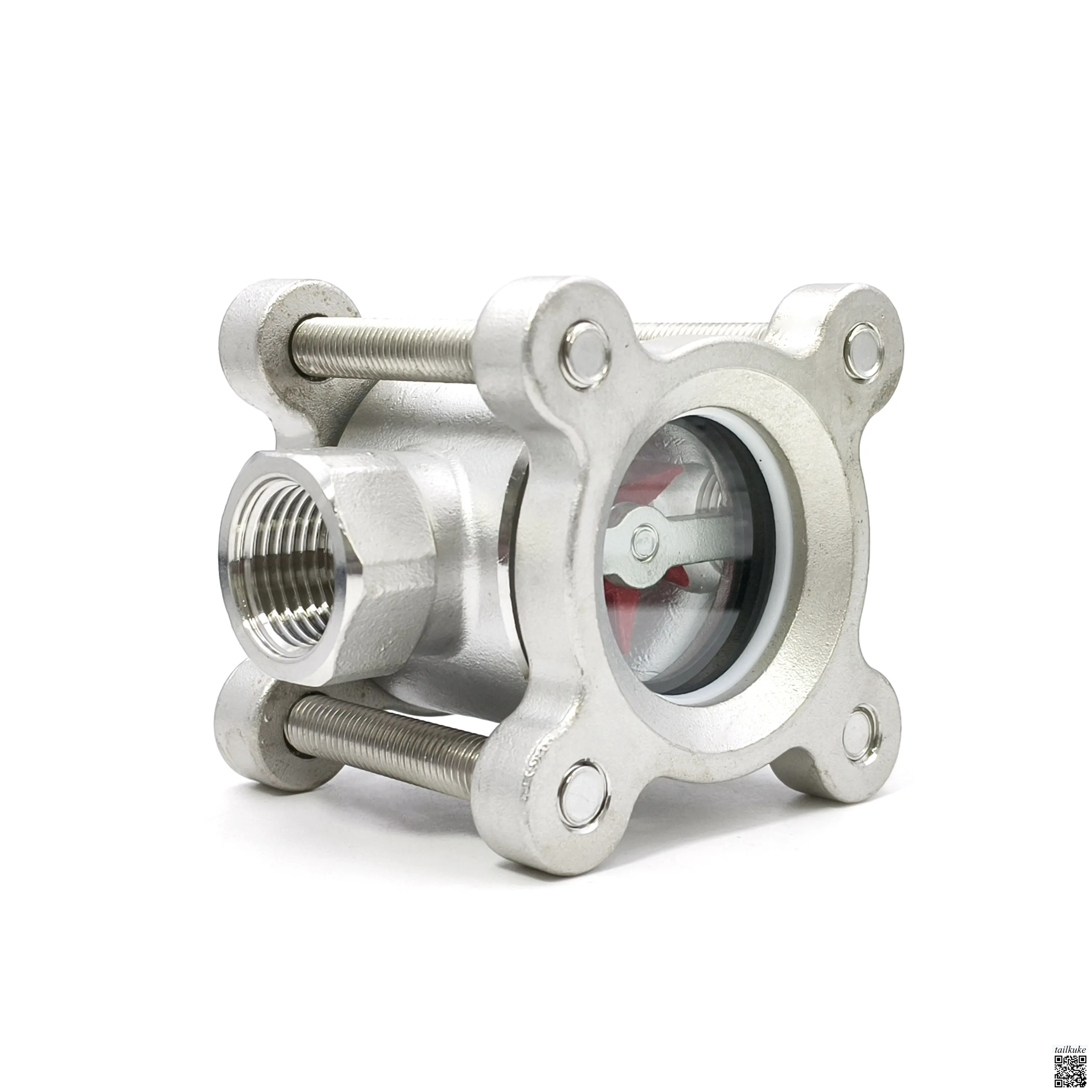 304 Stainless Steel Plum Blossom Shaped High-Pressure Impeller Flow Indicator for Straight-Through Pipe Flow Observation