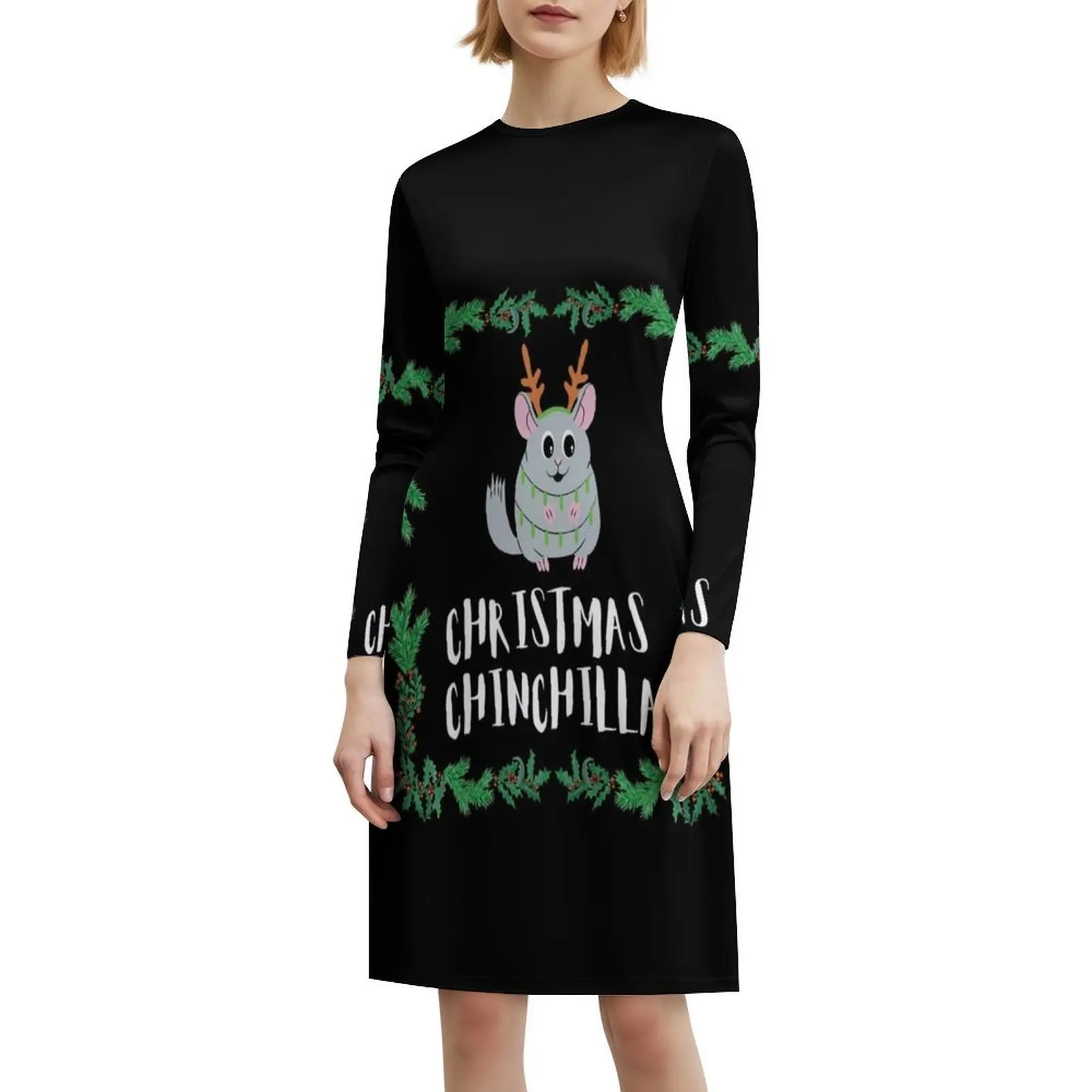 هدية عيد الميلاد لمحبي الحيوانات الأليفة تي شيرت كلاسيكي للسيدات هيب هوب ملابس الشارع الشهير جرافيك طباعة ملابس الحفلات والنوادي شينشيلا