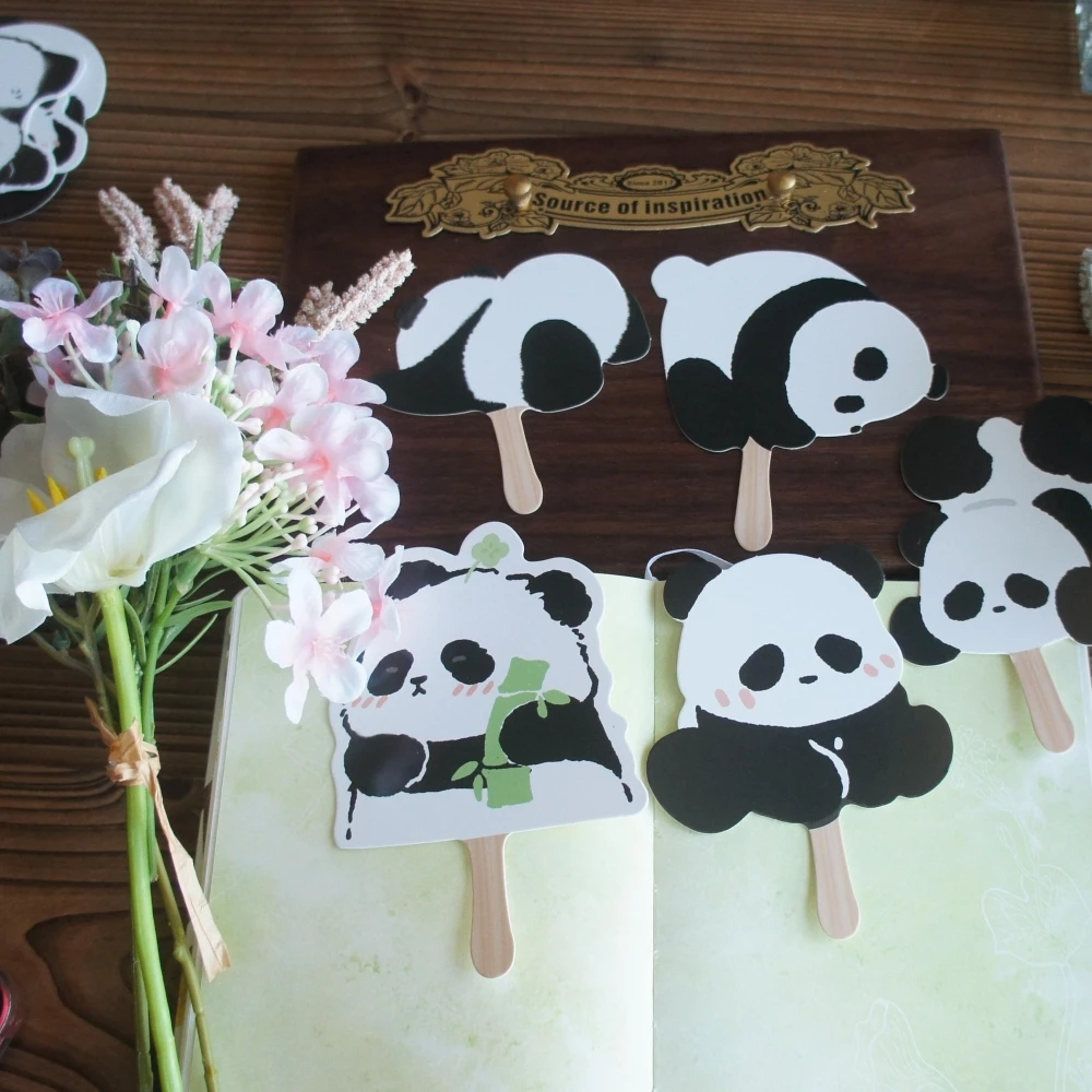 15 pezzi simpatico panda che gioca con mangiare carta di bambù come scrapbooking invito per feste carta regalo messaggio cartolina d'auguri