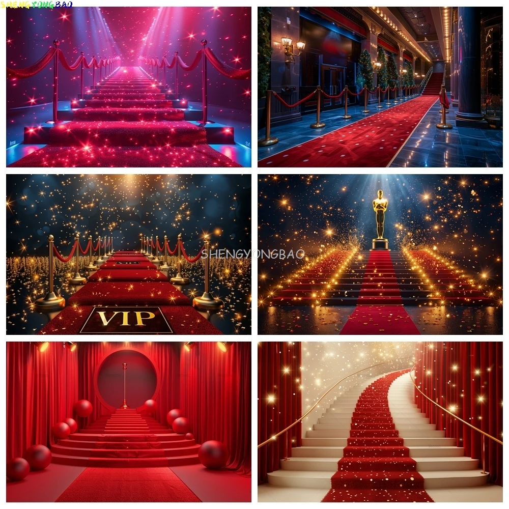 

Stage Golden Man Film Photography Backdrops Festival Red Carpet Golden Light Black Curtain Photo Studio Background RD-01