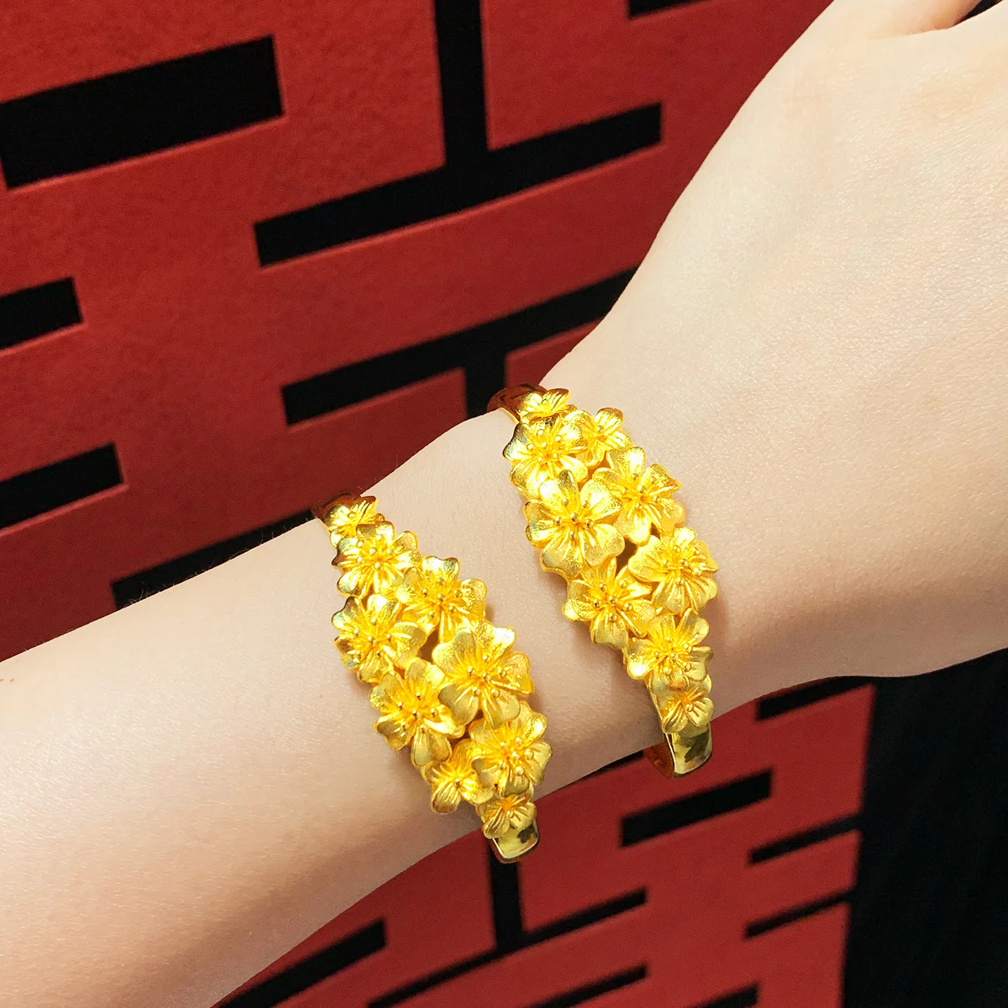 

Gold Shop Same Style 9999 24K Real Gold Women's Gold Bracelet Bracelet with Opening Bracelet Fashion Birthday Gift Exquisite Lux