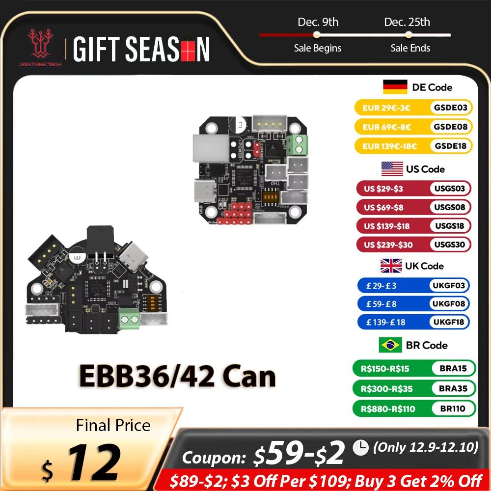 BIGTREETECH EBB36 EBB42 CAN V1.2 Board Support Canbus PT100 For Klipper Hotend HeadTool 36 stepper motor Ender3 3d Printer Parts