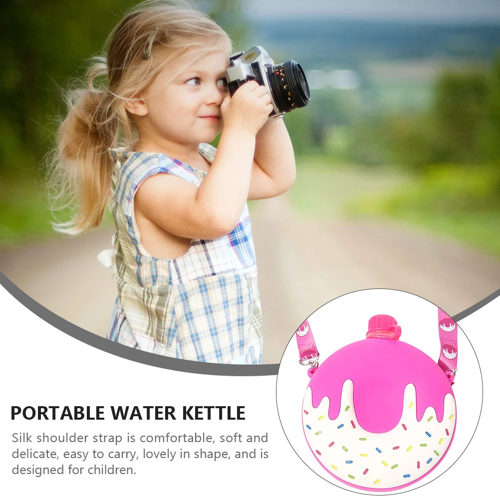 

320Ml Portable Water Bottle For Kids Lovely Doughnut Pattern Silicone Drinking Cup Compact Children Beverage Container Bpa-Free