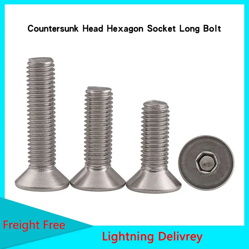 

Countersunk Head Hexagon Socket Long Bolt 316 Stainless Steel Hex Socket Flat Head Machine Long Screws KM DIN7991 M4-10 2PCS