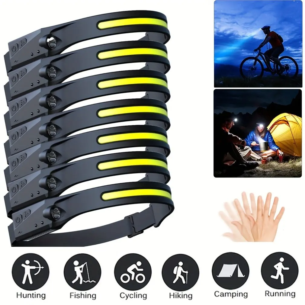 USB Rechargeable LED Sensor Headlamp XPE+COB Headlight Led Head Torch Camping Search Light Head Flashlight for Fishing Lantern