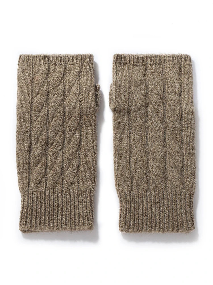 Pure Wool Knit Mittens Autumn Winter Fingerless Gloves Cable Seamless Comfy Warm 100 Wool Thumb Hole Mitts Unisex