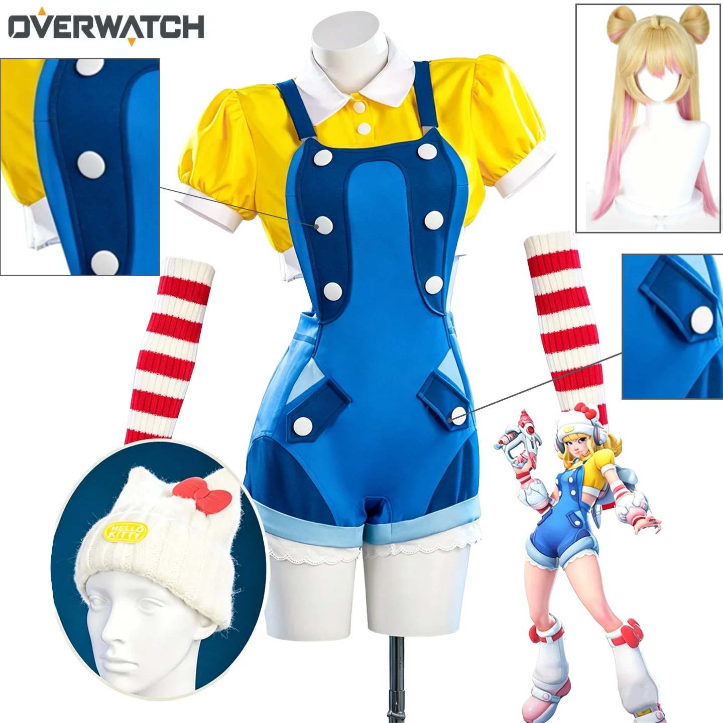 Overwatch 2 Juno Cosplay Costume Collaboration Overalls Hat Wig Set Halloween Party Cosplay Juno Suits for Women's Man view 2