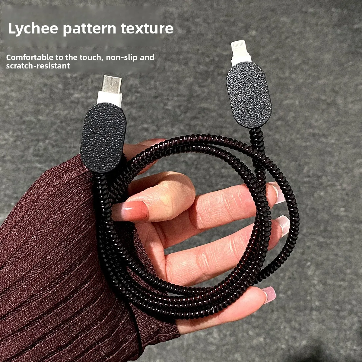 18W/20W Charger Protective Case BlacK PU Leather Cable Protector for iPhone 16 15 Charging Cable Data Charger Rope Cable Winder