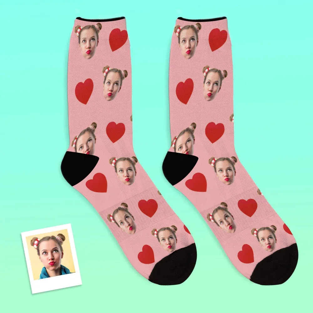 Custom Breathable Face Socks Heart Socks With Your Photo Casual Funny Novelty DIY Personalized Photo Logo Pet Long socks Gifts