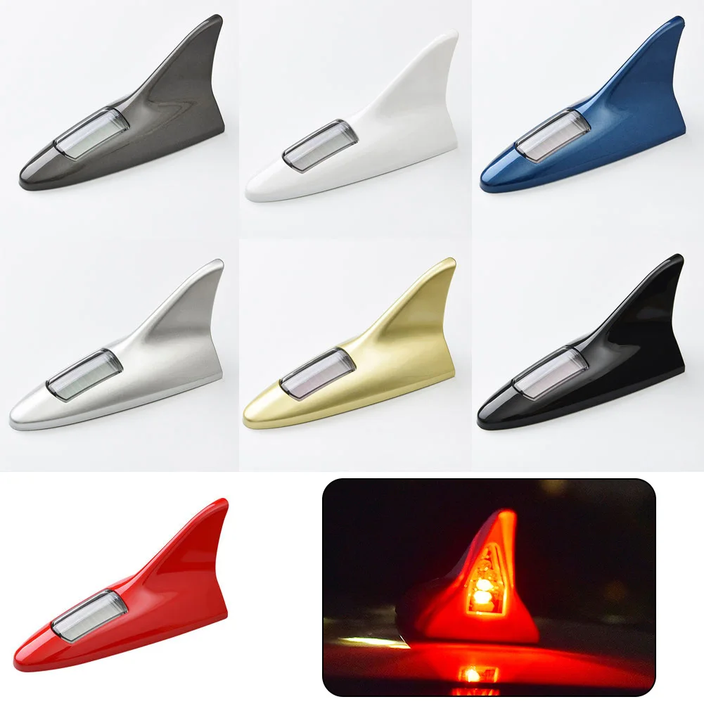 

Car Shark Fin Antenna Solar Powered Antenna LED Flash Strobe Light Auto Radio Signal Aerial Roof Decoration Lights Car Styling