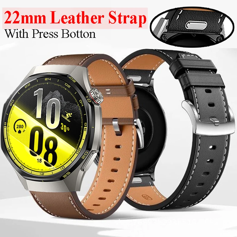 22mm Leather Strap for Huawei Watch GT 7 Pro 46mm Wristband Correa for HUAWEI WATCH 5 4 3 GT7 Pro GT6 GT5 GT4 GT3 GT2 Sport Band