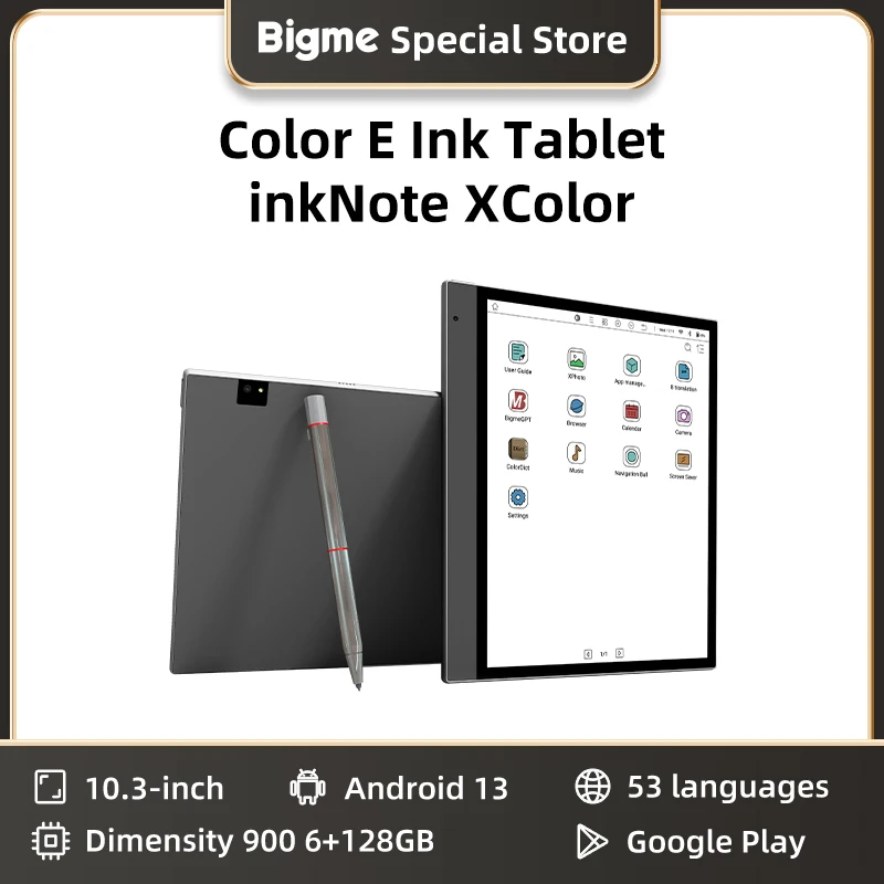 BIGME inkNoteX قارئ الكتب الإلكترونية الملون 10.3 بوصة حبر إلكتروني ملون أندرويد 13، 6 + 128 جيجابايت ereader اللوحي مع كاميرا مزدوجة الكتاب الإلكتروني #1