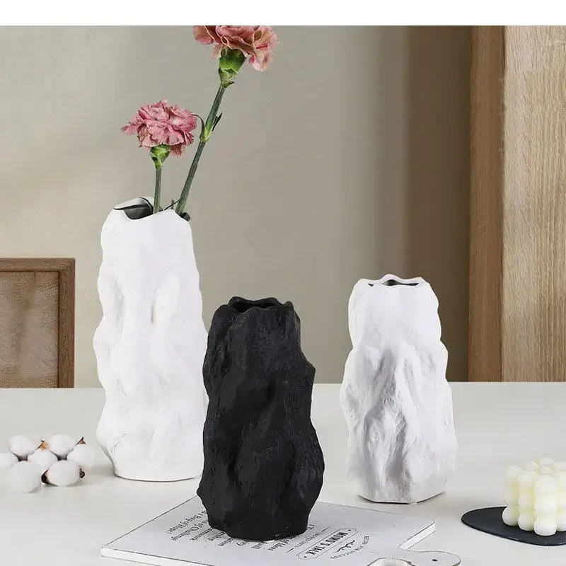 Creative Irregular Rock Shape Ceramic Vase Flower Pots Decorative Flower Arrangement Desk Decoration Ornaments Floral Vases