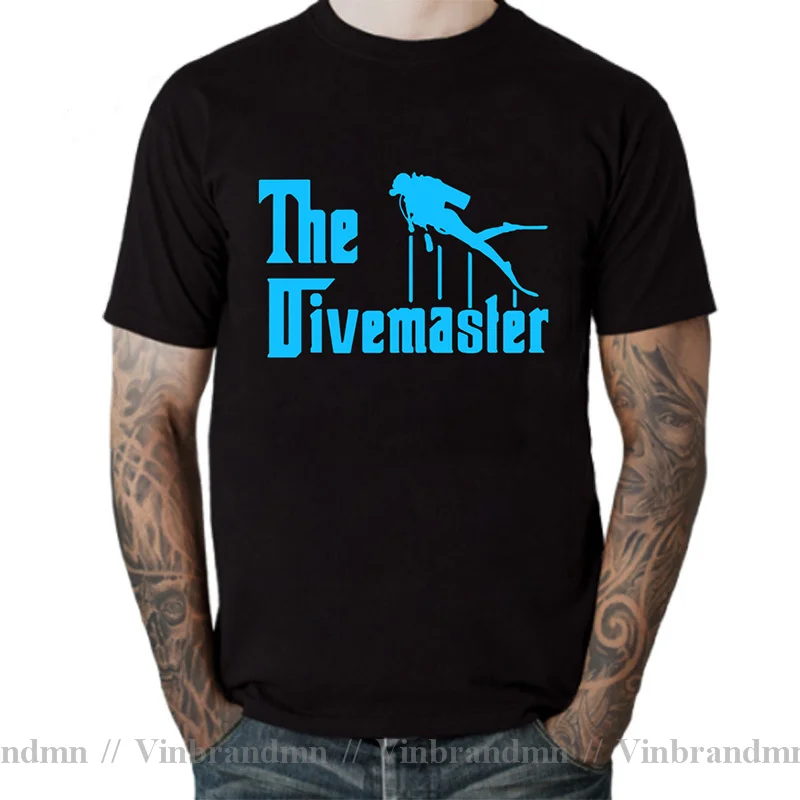 New Summer Beach The Divemaster Dive T Shirt Men O-neck Short Sleeve Cotton Scuba Diver T-shirts Man Scuba Dive Master Clothing