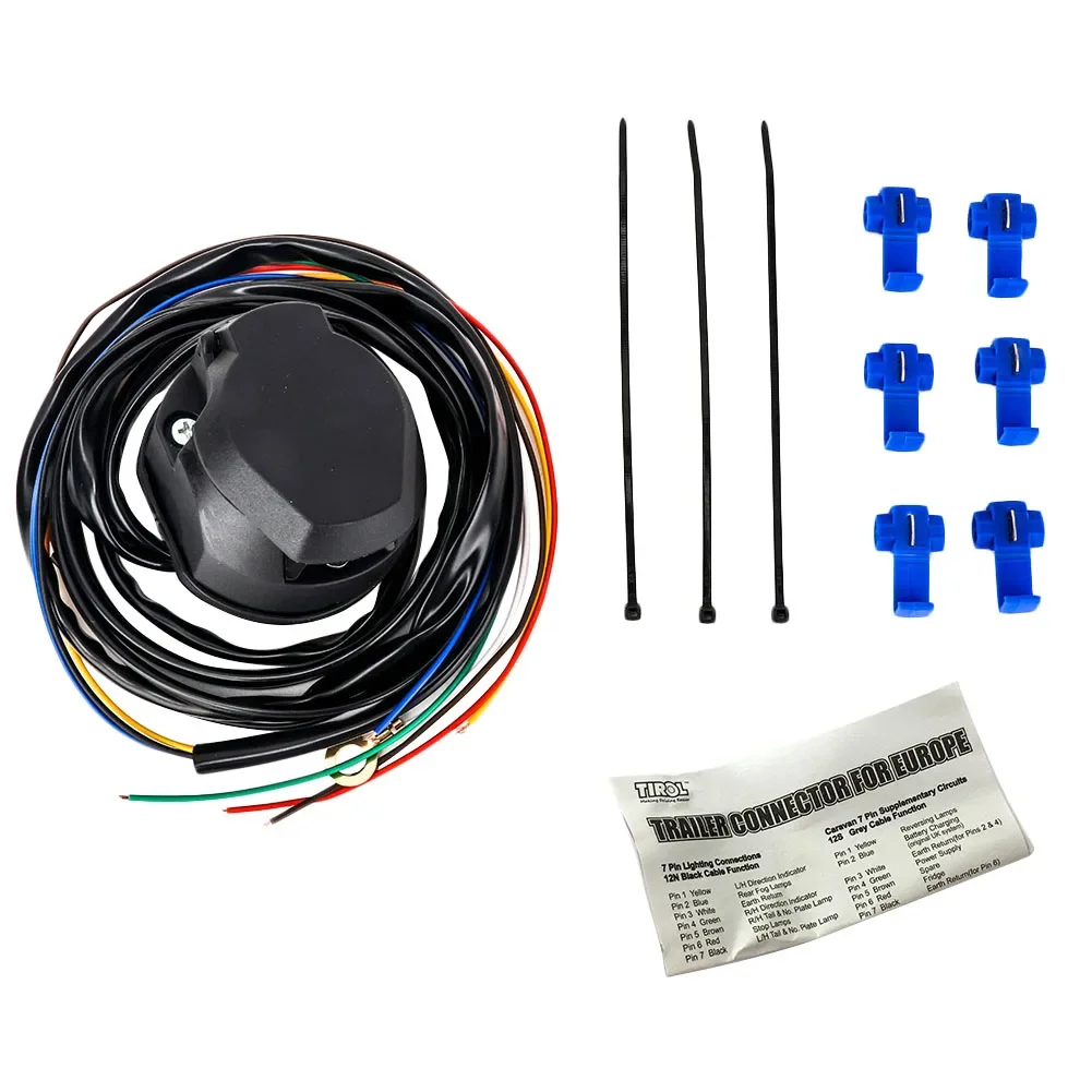 For Car Trailer TIROL 1.5M 7 Pin Trailer Socket Wiring Cable Connector Replacement