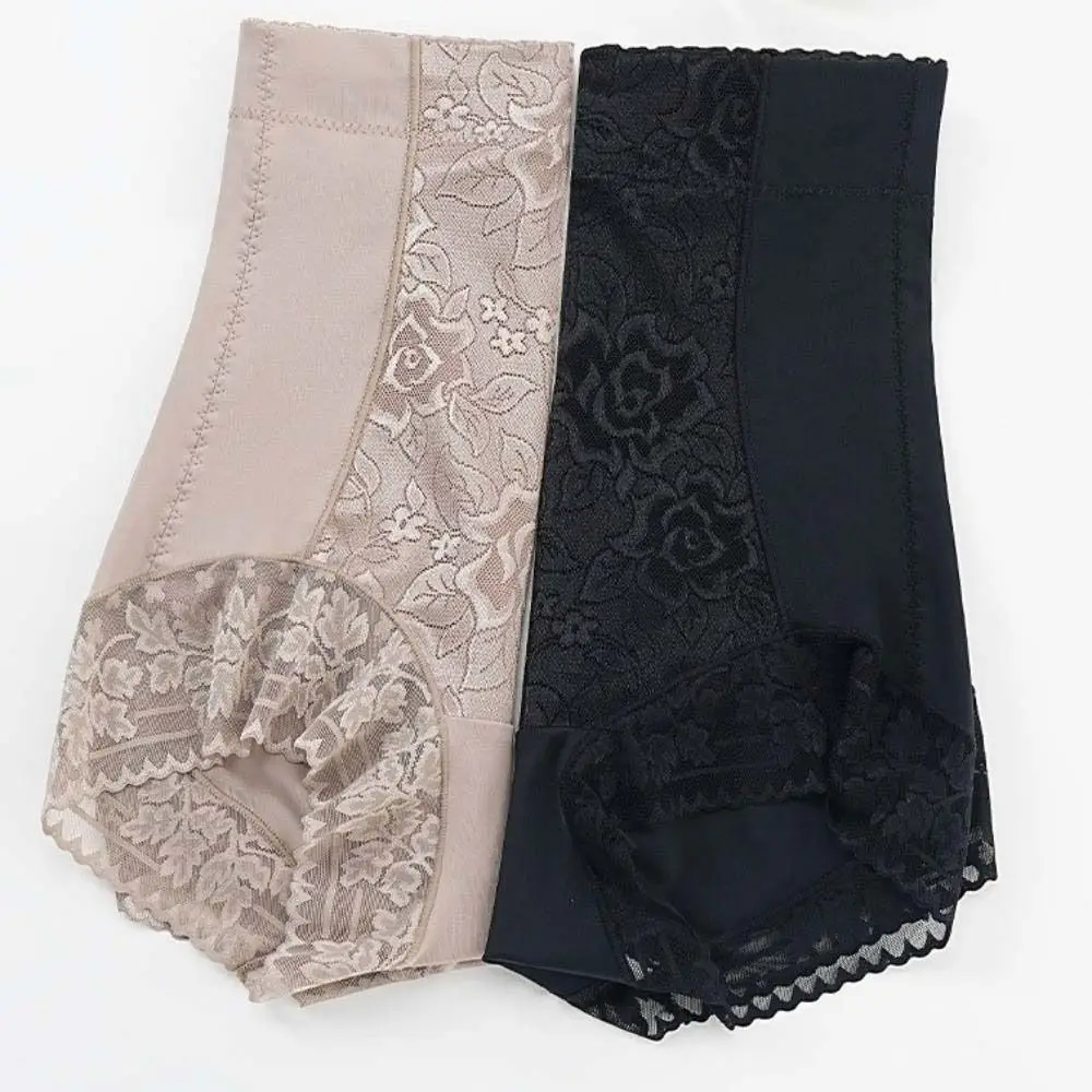 

Lace Satin Flower Satin Postpartum Body Shaper High Waist Floral Panties Butt Lifter Briefs Shapewear Belly Contracting
