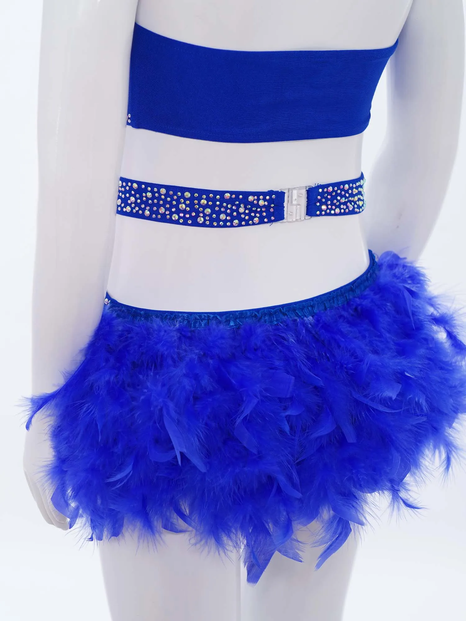 Kids Girls Ballet Dance Leotard Figure Skating Gymnastics Bodice Feather Skirted Costume Halter Latin Jazz Rumba Samba Dancewear image 4