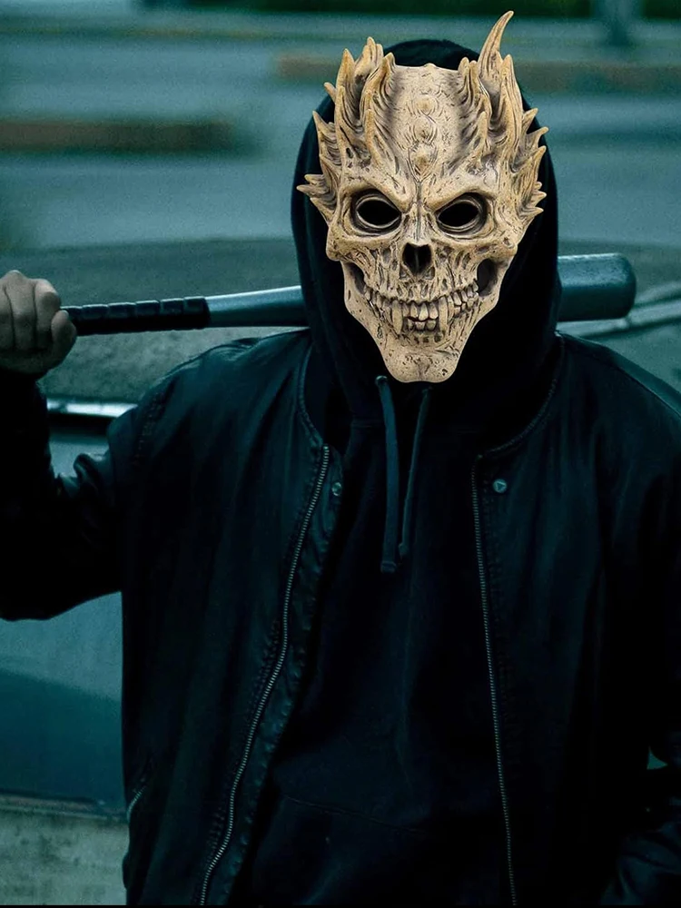 

Halloween Skull Mask Moving Jaw Scary Skull Cover Latex Skeleton Mask Scary Masks for Adults Costume Party Skull Warrior Mask