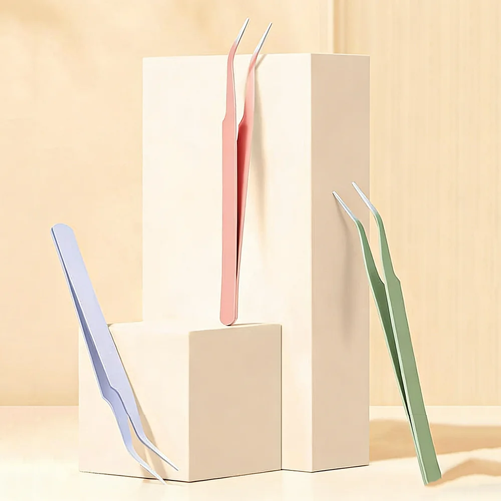 Pinzette curve in acciaio inossidabile Pinzette professionali per innesto di ciglia finte Adesivo per nail art Strass Raccolta di strumenti di bellezza